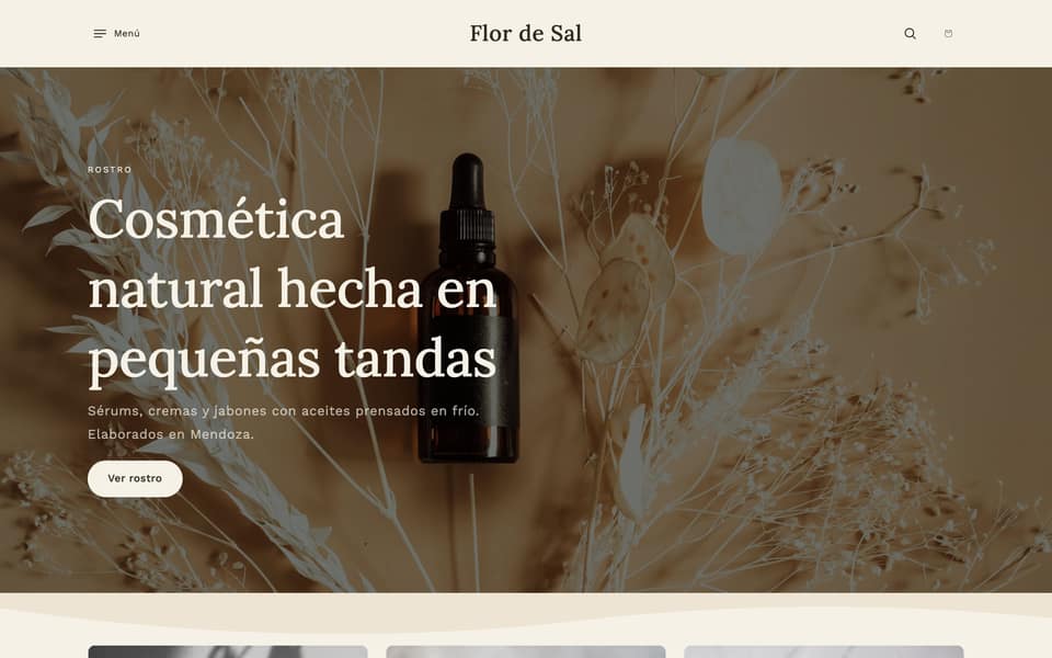 Tienda de ejemplo Flor de Sal con el diseño Rea Natural de Orbitienda
